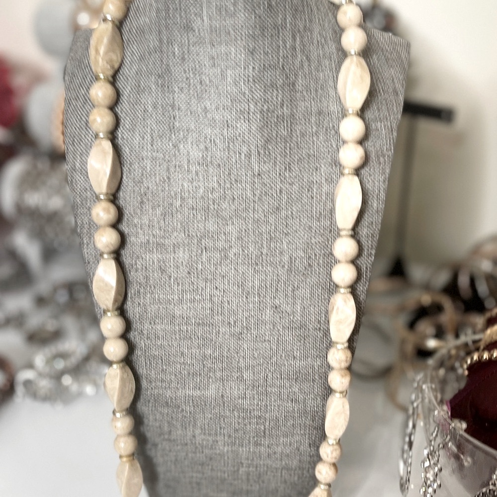 Tan Beaded Necklace with Natural Materials